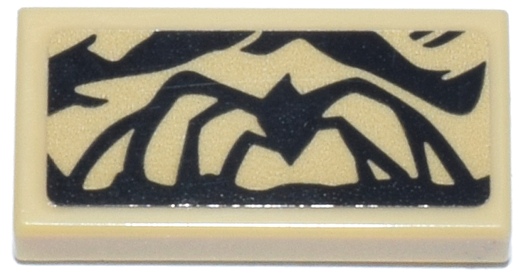 Lego Tile 1 x 2 with Black Spider Monster and Landscape Pattern (Mind Flayer) (Sticker) - Set 11370 / Tan