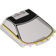 Lego Windscreen 6 x 6 x 1 1/3 with Black/Yellow Lines/Cockpit Print / Trans-Brown