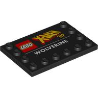 Lego Plate Special 4 x 6, Studs on 3 Edges with 'LEGO', 'X-MEN 97', 'WOLVERINE' Print / Black