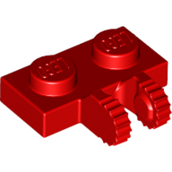 Lego Hinge Plate 1 x 2 Locking with 2 Fingers on Side, 9 Teeth / Red