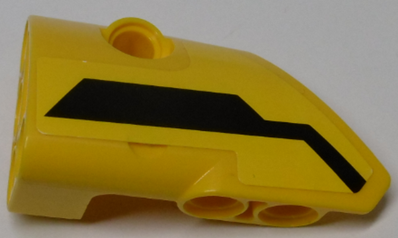 Lego Technic, Panel Fairing # 1 Small Smooth Short, Side A with Black Stripe Pattern (Sticker) - Set 42009 / Yellow