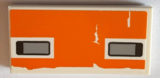 Lego Tile 2 x 4 with Light Bluish Gray Headlights on Worn Orange Background Pattern (Sticker) - Set 75144 / White