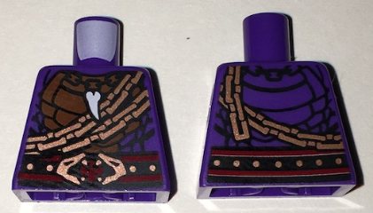 Lego Torso Ninjago Snake Scales, with Tooth Pendant, Copper Chains and Snake Head Belt Pattern / Dark Purple