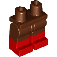 Lego Hips with Reddish Brown Legs and Red Boots Pattern / Reddish Brown