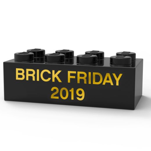 Lego Brick 2 x 4 with 'Black Friday 2019' Print / Black