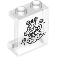 Lego Panel 1 x 2 x 2 with Monkey King with Horn on Cloud Print / Trans-Clear