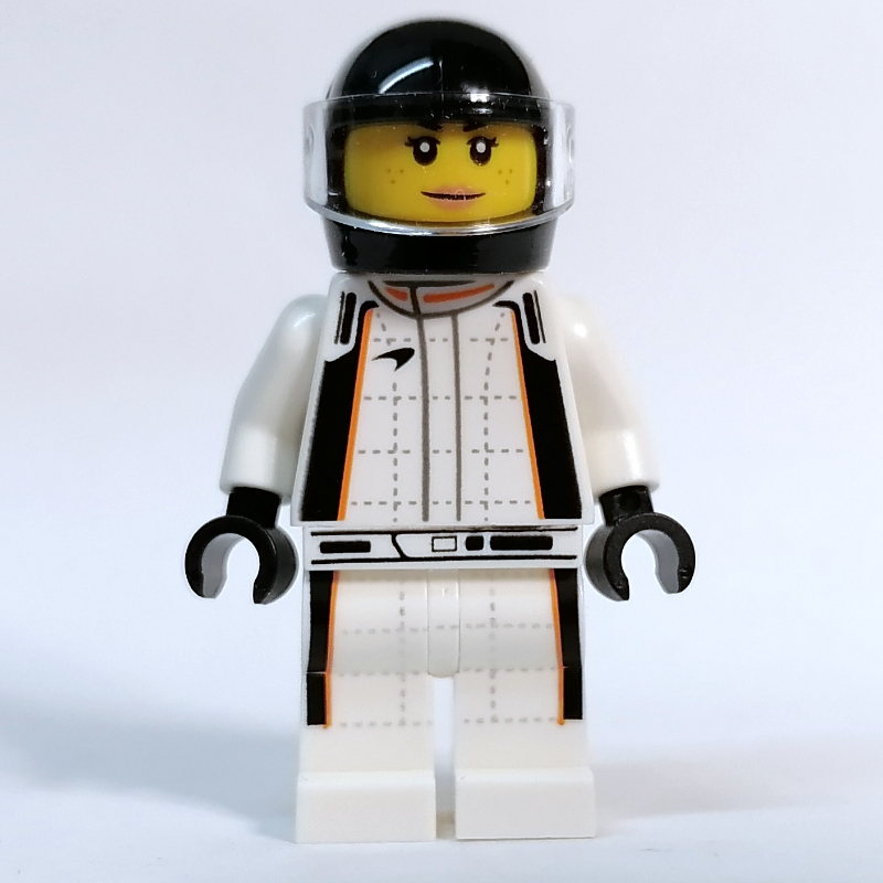Lego Race Driver - White Torso, White Legs, Black Helmet