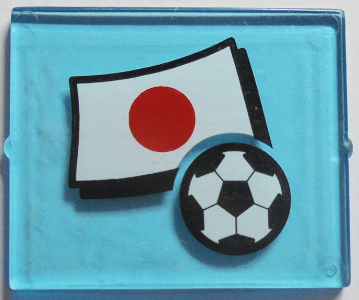 Lego Glass for Window 1 x 4 x 3 with Flag of Japan and Soccer Ball Pattern (Sticker) - Set 3406