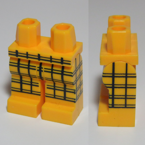 Lego Hips and Bright Light Orange Legs with Dark Blue Plaid Front and Sides