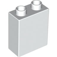Lego Duplo Brick 1 x 2 x 2 with Bottom Tube / White