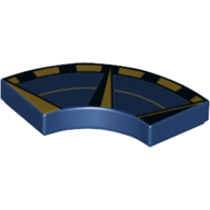Lego Tile 2 x 2 Curved, Macaroni with Dark Tan/Dark Blue Outer Compass Print / Dark Blue