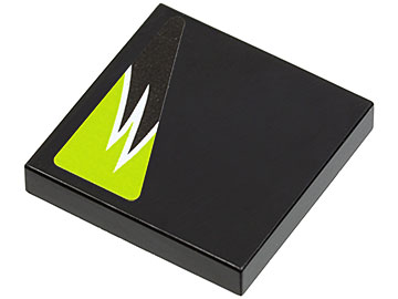 Lego Tile 2 x 2 with Black and Lime Flames Pattern Model Right Side (Sticker) - Set 8119