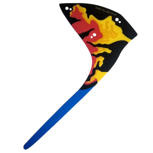 Lego Wing, Left, Toruk, Small, Red and Yellow Scales, Black Trim, Long Blue Tail Print / Trans-Clear