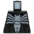 Lego Torso with Dark Bluish Gray Muscles Outline and White Spider Narrow Abdomen Front and Back Pattern / Black