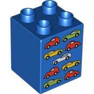 Lego Duplo Brick 2 x 2 x 2 with 9 Cars Print