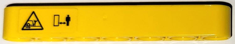 Lego Technic, Liftarm Thick 1 x 7 Keep Your Distance and Crush Zone Warning Triangle Signs Pattern Model Right Side (Sticker) - Set 42114 / Yellow