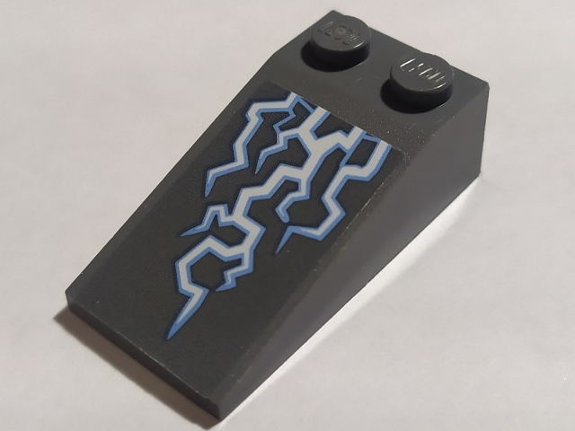 Lego Slope 18 4 x 2 with Medium Blue and White Electricity Pattern (Sticker) - Set 70352 / Dark Bluish Gray