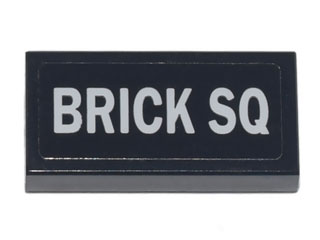 Lego Tile 1 x 2 with White 'BRICK SQ' Pattern (Sticker) - Set 70840