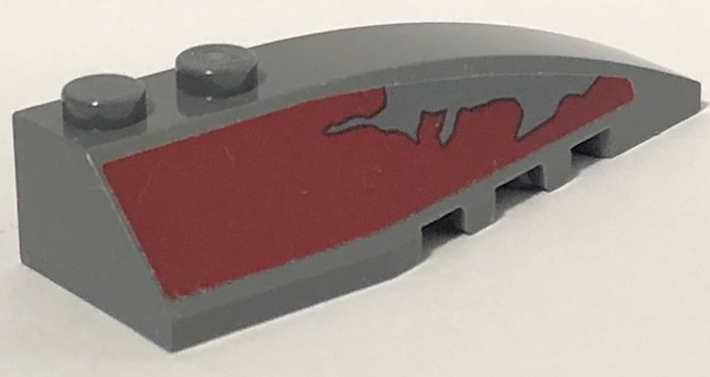 Lego Wedge 6 x 2 Right with SW Slave I Dark Red Peeling Paint Pattern (Sticker) - Set 75060