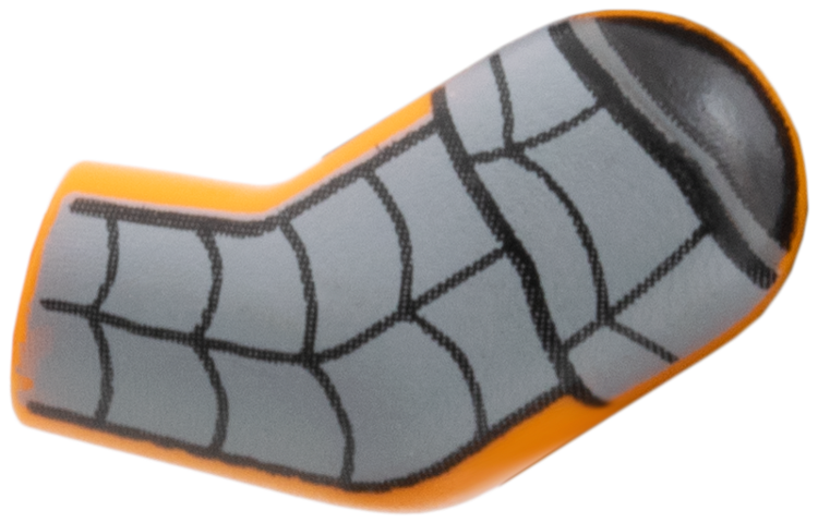 Lego Arm, Left with Dark Bluish Gray Armor and Black Webbing Pattern
