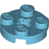 Lego Plate Round 2 x 2 with Axle Hole Type 1 (+ Opening) / Medium Azure