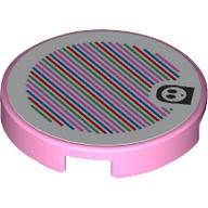 Lego Tile Round 2 x 2 with Shy Guy and Barcode Print (Sticker)