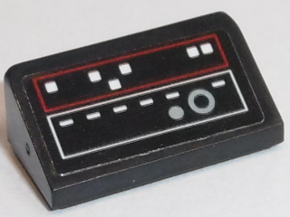 Lego Slope 30 1 x 2 x 2/3 with Red and White Control Panel Pattern Type 2 (Sticker) - Set 75190 / Black