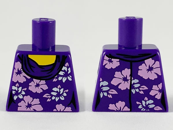 Lego Torso Female with White and Lavender Flowers Pattern / Dark Purple