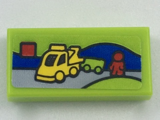Lego Tile 1 x 2 with Miniature Set 10814 Pattern (Sticker) - Set 40178 / Lime