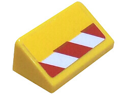 Lego Slope 30 1 x 2 x 2/3 with Red and White Danger Stripes Pattern Model Left Side (Sticker) - Set 60219