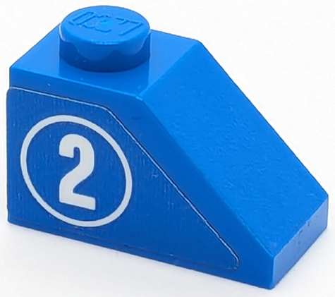 Lego Slope 45 2 x 1 with White Number 2 in Circle Pattern Model Left Side (Sticker) - Set 40347