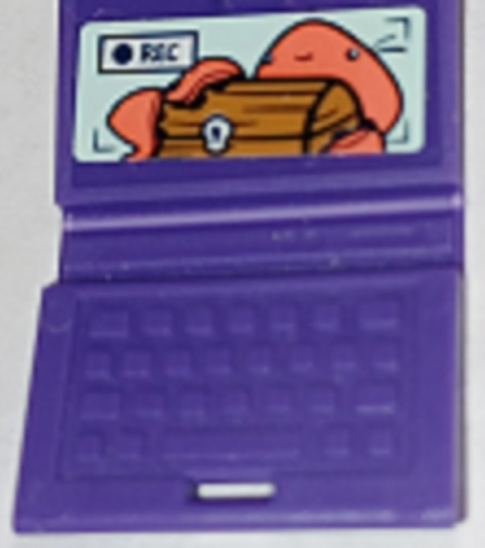 Lego Minifigure, Utensil Computer Laptop with 'REC', Coral Octopus, and Treasure Chest on Light Aqua Screen Pattern (Sticker) - Set 41381