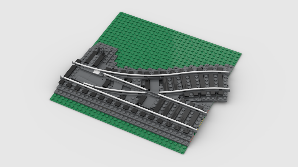 Lego Ballasted Left Switch (even ties/sleepers)