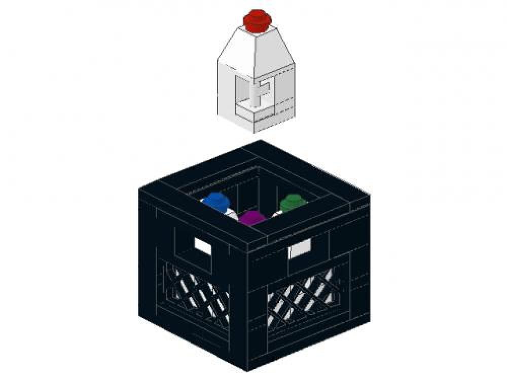 Lego Milk Crate w. 4 Gallons of Milk