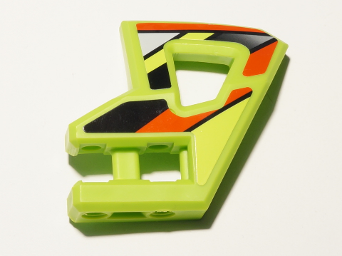 Lego Technic, Panel RC Car Flexible Bumper Left with Red and Black Stripes on Lime Background Pattern (Stickers) - Set 8675