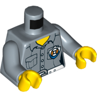 Lego Torso Coast Guard Shirt with Buttons, Pockets, White Belt and Badge Print, Sand Blue Arms, Yellow Hands / Sand Blue