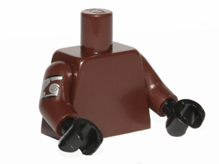 Lego Torso Plain / Dark Brown Arm Left / Dark Brown Arm Right with Silver Band with Swirls Pattern / Black Hands