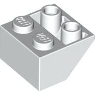 Lego Brick Sloped Inverted 45° 2 x 2 [Ovoid Bottom Pin, Bar-sized Stud Holes] / White