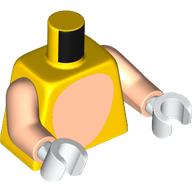 Lego Torso, Light Nougat Oval Stomach Print, Light Nougat Arms, White Hands