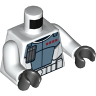 Lego Torso ARC Trooper Armour Print, White Arms, Black Hands / White