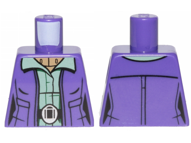 Lego Torso SW Female Outline Dark Purple Vest over Sand Green Shirt with Dark Tan Turtleneck Pattern / Dark Purple