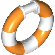 Lego Ring with Bar (Life Preserver) with Orange Pattern / White