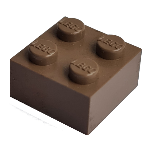 Lego Modulex Brick 2 x 2 with LEGO on Studs / Modulex Brown