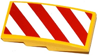 Lego Slope, Curved 4 x 2 with Red and White Danger Stripes Pattern Model Right Side (Sticker) - Set 60076