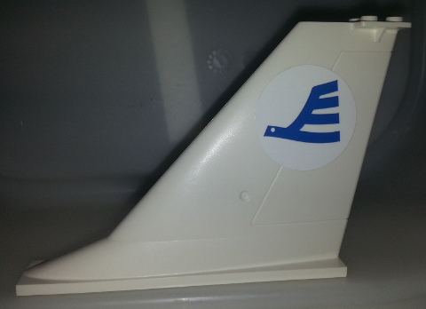 Lego Tail 14 x 2 x 8 with Blue Airline Bird Pattern on Both Sides (Stickers) - Set 60104 / White