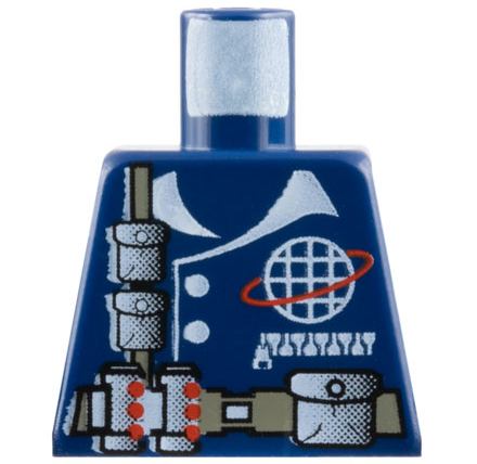 Lego Torso Jacket with White Buttons, Pocket with Zipper, Collar, and Alpha Team Wire Frame Globe Logo, Dark Gray Utility Belt and Strap with Pouches Pattern / Dark Blue