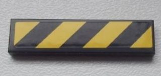 Lego Tile 1 x 4 with Black and Yellow Danger Stripes Pattern (Sticker) - Set 8639