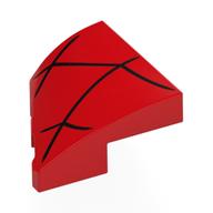 Lego Brick Wedged, Curved 2 x 2 with Stud Notch Right with Black Spider Webbing Print