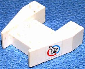 Lego Wedge 3 1/2 x 4 without Stud Notches with Space Shuttle in Blue and Red Circle (Launch Command Logo) Pattern on Both Sides (Stickers)