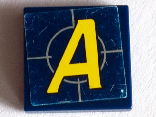 Lego Tile 2 x 2 with Yellow Agents Logo Pattern (Sticker) - Set 8636 / Dark Blue